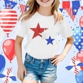 thumbnail image 2 of MIXUE Tween Girls Tops & T-Shirts Summer Fourth Of July Independence Day Star Print Round Neck Short Sleeve Casual Party T Shirts Daily-Wear,White,10-11 Years, 2 of 4