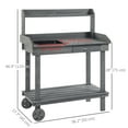thumbnail image 3 of Outsunny 36' Wooden Potting Bench Gray Solid Wood Work Table with 2 Removable Wheels, 3 of 9