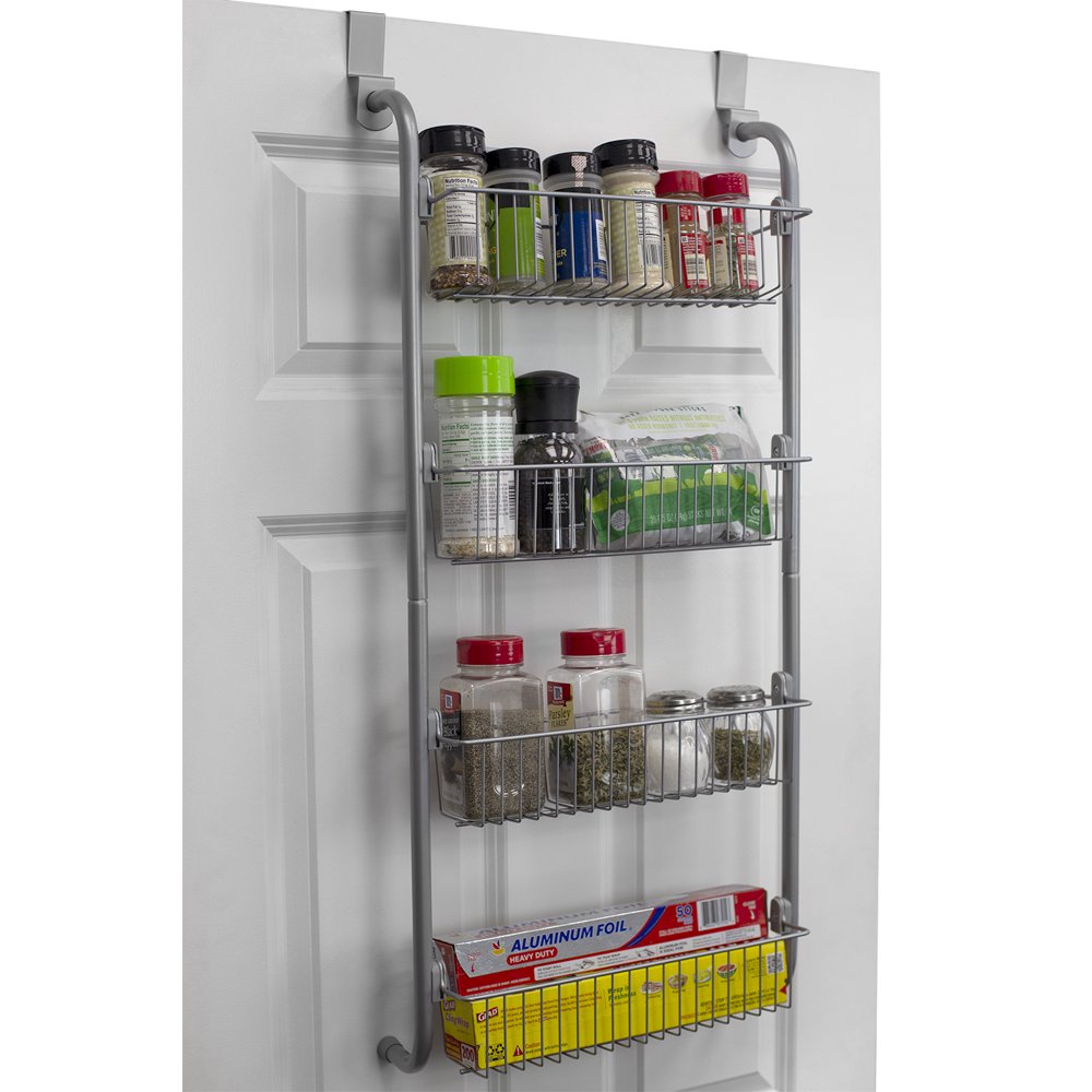 Heavy Duty 4 Tier Over the Door Metal Pantry Organizer, Grey Walmart