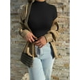 thumbnail image 2 of MOYIKO Fleece Lined Mock Turtle Neck Long Sleeve Bodysuit Fitted Womens Tops,Size S-XXL, 2 of 8