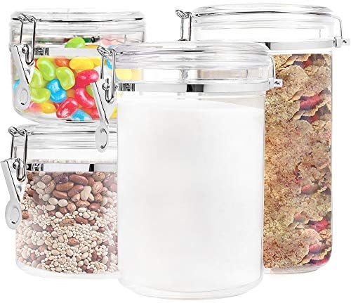 Food Storage Containers Canister Set Set Of 4 Air Tight Canisters With Lids For Dry Flour Cereal Coffee Rice Acrylic Plastic Clear Glass Airtight Cannister For Kitchen Walmart Com Walmart Com