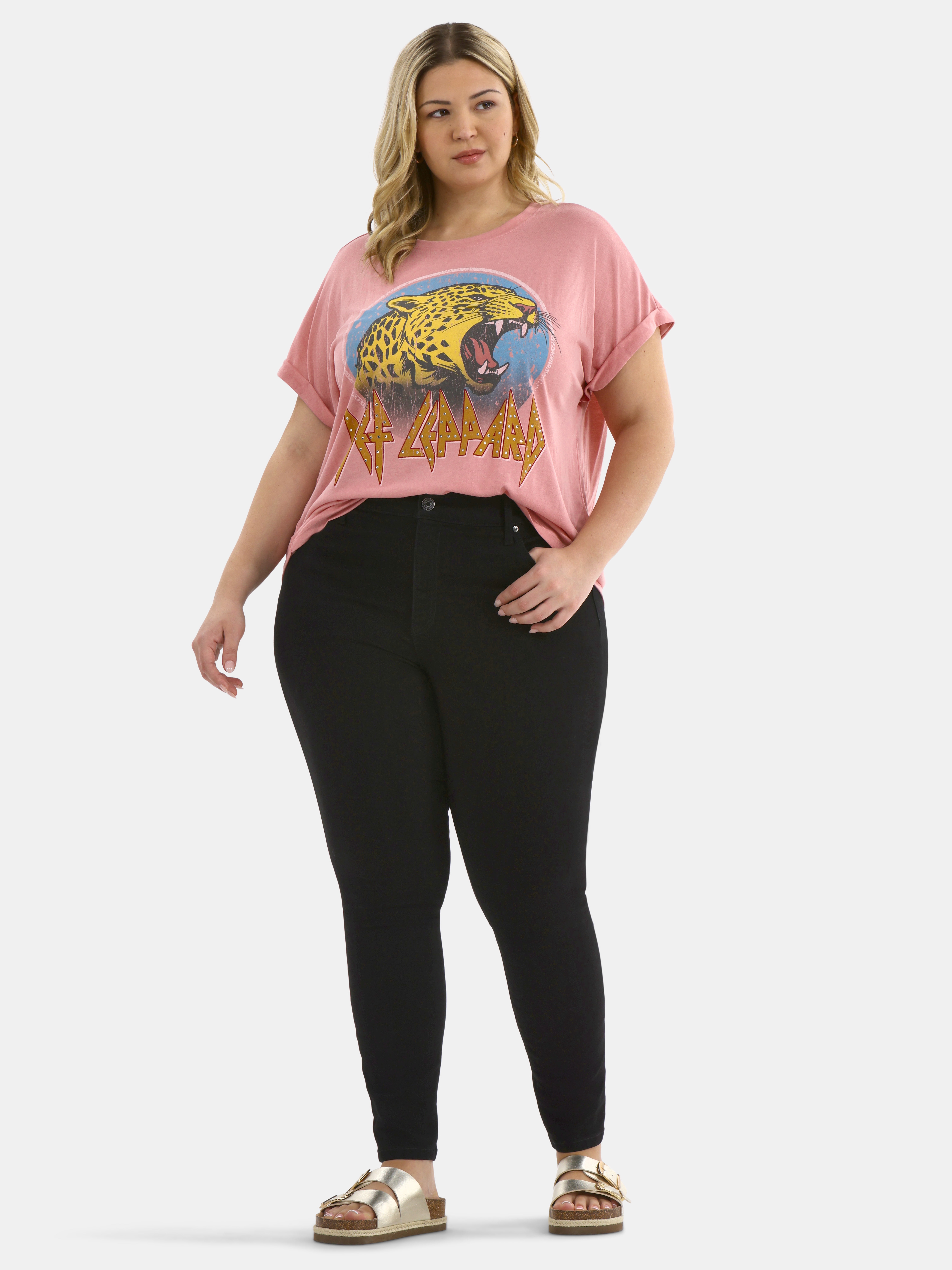 Terra & Sky Women's Plus Def Leopard Graphic Tee, Sizes 0X-5X