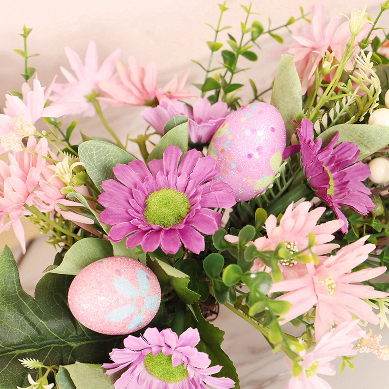 LYCAQL Artificial Floral Swag Flowers for Wedding Arch 19.7 Inch Spring Summer Greenery Eucalyptus Swags for Decorating Wedding Ceremony Welcome Sign Flowers Chrysanthemum Daisy Hydrangea(Pink)