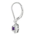 thumbnail image 3 of White Sterling Silver Earring Birthstone (02) February Women'S Amethyst Round Purple Diamond 26 mm 7, 3 of 4