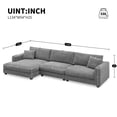 thumbnail image 2 of 134*54"Oversized Corduroy Sectional Sofa,L Shaped Cloud Couch with USB Charging Port,Cup Holder,Deep Seat Sofa Bed with 50" Chaise,Comfy Indoor Furniture for Living Room,3 Colors, 2 of 9
