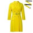 thumbnail image 2 of Women's Fashion Pleated Patchwork Suit Office Pleated Dress Collar Midi Dress, 2 of 8