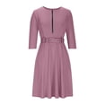 thumbnail image 4 of Ovzne Robes Grande Taille pour Femmes Rondes Robe pour Femme Robe d'Été Décontractée Couleur Unie Ceinture Fermeture Éclair Manches Longues Robe pour Femmes Manches Longues Liquidation, 4 of 7