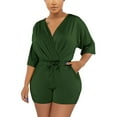 thumbnail image 2 of LADIGASU Womens Oversized Summer Romper V-Neck Half Sleeve Waist Onesie Romper Beachwear Overalls Shorts Jumpsuit, 2 of 5