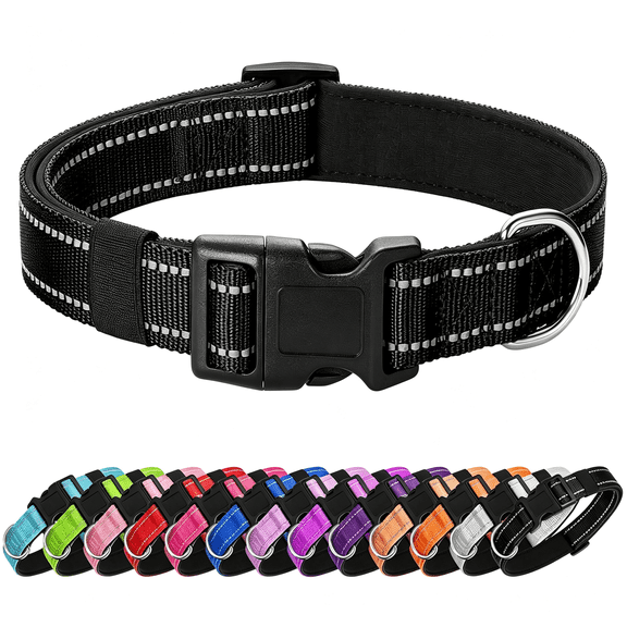 GASTROPOD Reflective Dog Collar Padded with Soft Neoprene Breathable Quick Release Basic Dog Collars for Medium Large Dogs Black Boy Girl Dog Collars