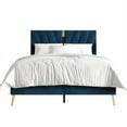 thumbnail image 6 of Castle Place Glamour Luxe Velvet Upholstered King Platform Bed, Navy Blue, 6 of 8