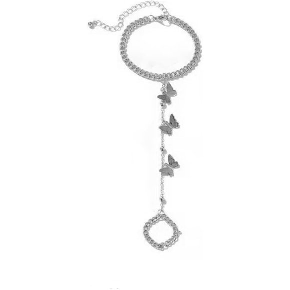 Hand Chain Ring Bracelet Hand Chain Punk Bracelet Hand Chain Bracelet Gothic Chain Butterfly Bracelet Gold Chain Bracelet Hand Jewelry For Women[J6446]