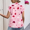 thumbnail image 3 of Blusas de Manga Corta para las Mujeres Casual Cómodo Estampado Cuello en V, Top Ligero para Uso Diario, Fiesta Y Todas las Estaciones, 3 of 7
