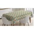 thumbnail image 1 of Umbrella Tablecloth, Crowded Beach in the Summer Umbrellas with Stripes Dots and Zigzag Lines Pattern, Rectangular Table Cover for Dining Room Kitchen, 60 X 84 Inches, Multicolor, by Ambesonne, 1 of 3