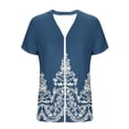 thumbnail image 4 of UVEASISHA Floral Open Front Cardigan for Women Short Sleeve V Neck Sweaters Elegant Lightweight Office Wear Tops with Pockets Blue XXL, 4 of 5