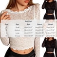 thumbnail image 4 of VBVC Women's Floral Lace Long Sleeve Crop Top , Ladies' Sheer Scalloped Trim Blouse , Breathable Party Clubwear Tops For Women,Black,S-XL, 4 of 8
