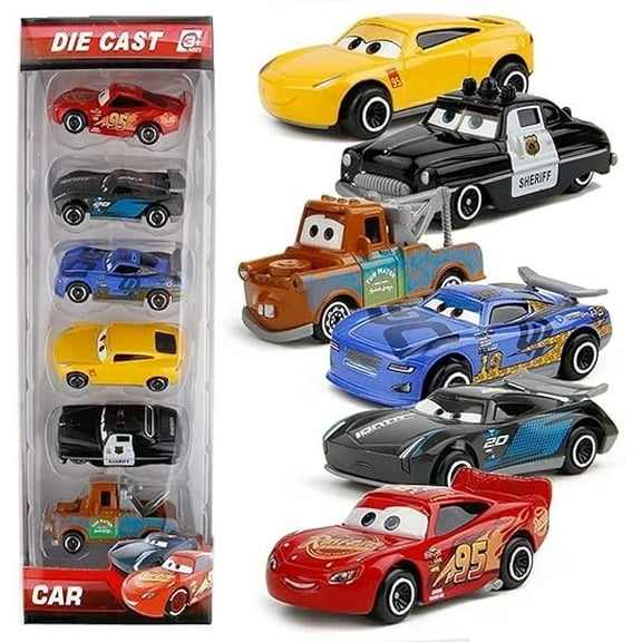 Hi-Tech Mini Metal Die Cast Car Toy Vehicle Play Set, Free Wheel High Speed Unbreakable Set of 6