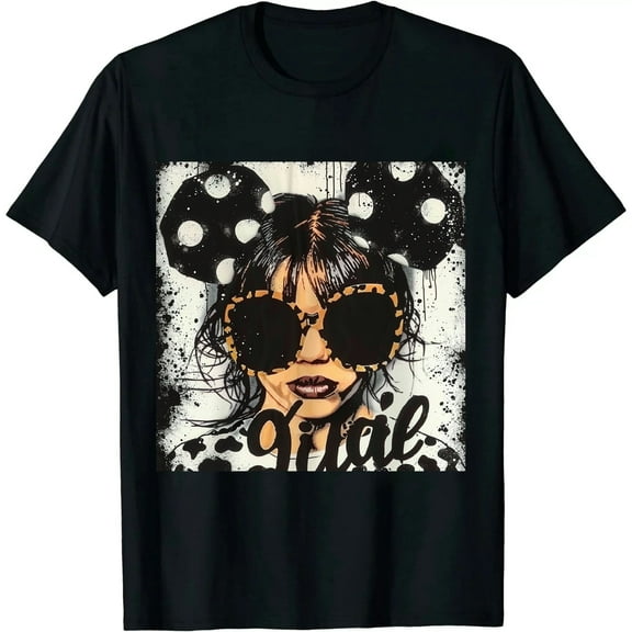 Qinduosi Girls Kids Fashion Cute Pink Tie Dyed Cartoon Crewneck Crop Tops Birthday T Shirts Tees Preppy Clothes for Girls Black