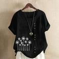 thumbnail image 2 of Womens Shirts Summer Cotton Linen Shirts Casual Boho Floral Short Sleeve Blouse Oversized Loose Tunic Tops Womens Tops, 2 of 4