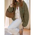 thumbnail image 6 of Womens Floral Embroidered Cropped Quilted Jacket Winter Warm Button Down Puffer Jacket Coat with Pockets Green XL, 6 of 7