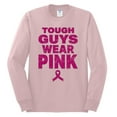 thumbnail image 2 of Wild Bobby Tough Guys Wear Pink Distressed Breast Cancer Awareness Men Long Sleeve Shirt, Light Pink, Medium, 2 of 6