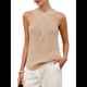 thumbnail image 1 of Blusa Informal de Verano para Mujer, de Punto, Sin Mangas, con Cuello Halter Cruzado y Color Liso. Albaricoque L, 1 of 8