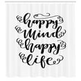thumbnail image 3 of Ambesonne Saying Shower Curtain, Positive Happy Mind and Life, 69"Wx84"L, Charcoal Grey and White, 3 of 3
