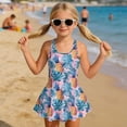 thumbnail image 3 of DISNIMO Monstera Pineapple Print Girls Swimsuit One Piece Skirted Bathing Suit Sleeveless Hawaiian Summer Swim Dress for Girls, 3 of 8