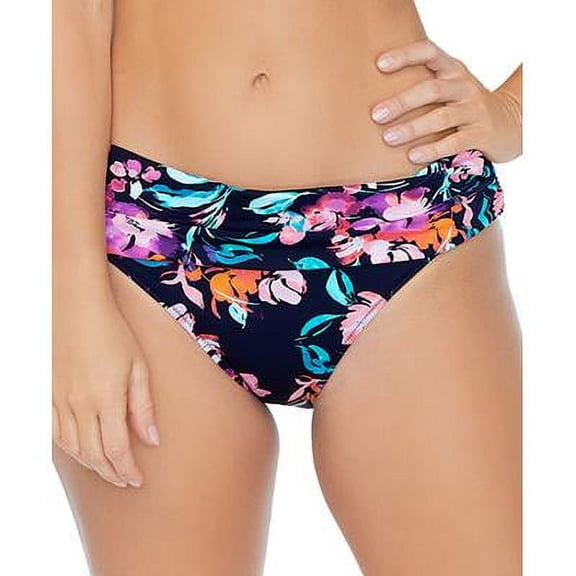 Island Escape BLACK MULTI Sun Shower Printed Bikini Swim Bottom, US 14