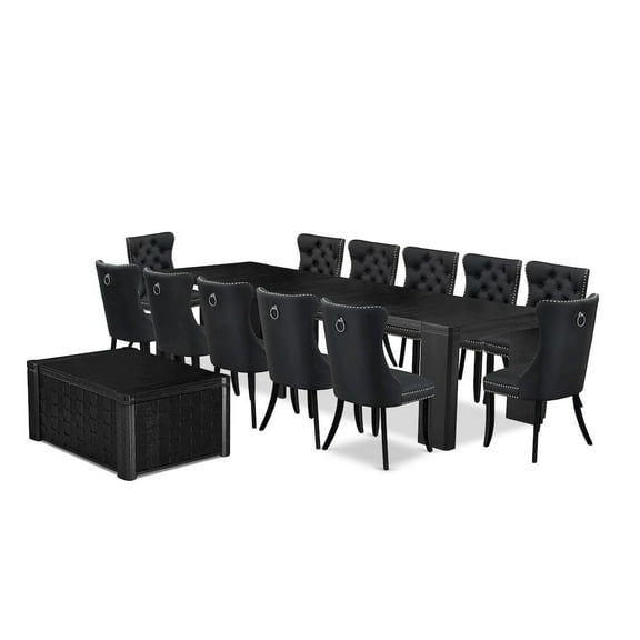 Luxe by East West Furniture 14-piece Kitchen Table Set a Rectangular Dining Table with a coffee Table