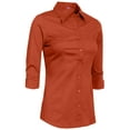 thumbnail image 2 of J. METHOD Women's Button Down Shirt 3/4 Sleeve Roll Up Stretch Collar Office Work Formal Casual Basic Blouse Top, 2 of 5