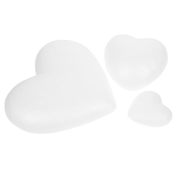 BESTOYARD 3Pcs Valentine's Day Decorations Heart Shaped Foam Decor White Decorative Role for Hotels