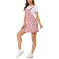 thumbnail image 4 of INSPIRE CHIC Women's Adjustable Shoulder Straps Cute Mini Overall Dress S Pink-Floral, 4 of 7