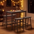 thumbnail image 4 of Costway 4 PCS Counter Height Dining Table Set with Power Outlet Saddle Backless Bench Stools Gray, 4 of 10