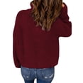 thumbnail image 4 of Seyurigaoka Women Waffle Kint Pullover Tops Long Sleeve Stand Collar Zipped Oversized Slouchy Sweater for Casual Daily, 4 of 5