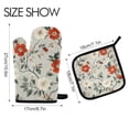 thumbnail image 2 of Yayeee Oven Mitts and Pot Holder Set of 2 Heat Resistant Kitchen Gloves Baking Hot Pad, Red and White Floral Pattern, 2 of 5