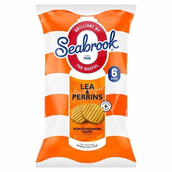 Seabrook Crinkle Cut Lea & Perrins Worcestershire Sauce Crisps 6 x 100g, British Import (Pack of 3)