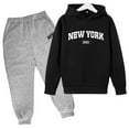 thumbnail image 2 of Girls Clothing Girls' Clothing Sets Children Kids Casual Letter Printed Long Sleeve Hoodie Pullover Sweatshirt Tracksuit Jogger Sweatpants Unisex 2 PC Sweatsuit Set, 2 of 3