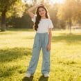 thumbnail image 5 of hoksml Girls Cargo Pants, Drawstring Elastic Waist Quick Dry Trousers for Back to School and Outdoor Hiking, 5 of 5