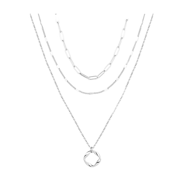 Dainty Collares de Plata con un diseño único hueco de doble cadena Collares Teen Jewelry