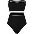 thumbnail image 4 of Women's Bandeau One Piece Bathing Suits Front Twist Swimwear Ruched Swimsuits Tummy Control, 4 of 6