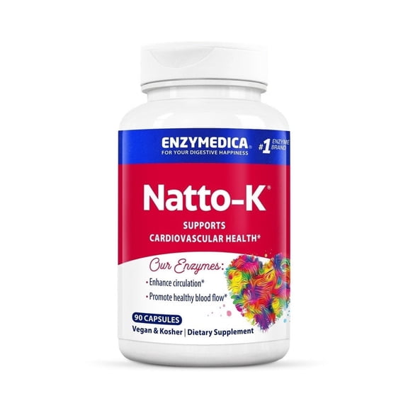 Enzymedica, Natto-K, Nattokinase Supplement, Supports Heart Health, 90 Capsules
