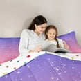 thumbnail image 5 of jejeloiu Pink Purple Sky Queen Comforter Set,Galaxy Starry Night Bedding Comforter Set For Girl Teens Reversible 3-Piece, 5 of 8
