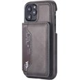 thumbnail image 5 of Double Magnetic Buttons Wallet Case for iPhone 11 6.1 inch, Premium PU Leather Case with Card Slot Holder Kickstand Bumper Shockproof Protective Back Flip Cover for iPhone 11 - Gray, 5 of 7