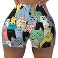 thumbnail image 2 of Logiee Different Cats Print Women's Biker Shorts,Workout Gym Shorts,Scrunch Shorts,Tummy Control Hidden Scrunch Running Yoga Shorts-Small, 2 of 8