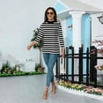 thumbnail image 7 of 3/4 Sleeve T Shirts for Women Mock Neck Womens Blouses Breathable Slim Fit Striped Soft Fabric Womens Summer Tops Casual, 7 of 7