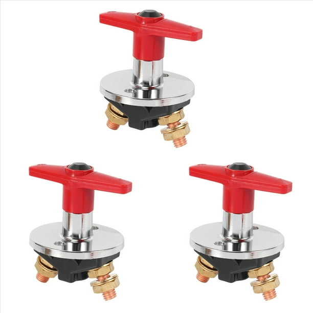 Interruptor de Corte de Desconexion de Bateria 500Amp Interruptor de Aislamiento 12-60V Llave de Manejar Fijo de Coche Camion (Tipo F 3pz)