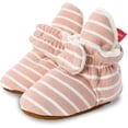 thumbnail image 4 of Newborn Infant Baby Girl Boy Cotton Booties Stay On Sock Slippers Soft Bedroom Shoes Non-Skid Ankle Boots With Grippers Toddler Crib Warm Shoe First Walker Birthday Shower Gift, 4 of 6