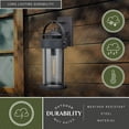 thumbnail image 6 of Cumberland 1 Light Dusk to Dawn Bronze Rustic Outdoor Wall Lantern Clear Glass, 6 of 10