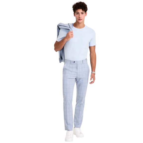 Alfani Mens Slim fit Dress Pants 36 / 32 Light Blue Plaid