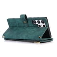 thumbnail image 6 of Crossbody Wallet Case for Samsung Galaxy S22 Ultra, Shoulder Strap Lanyard Luxury PU Leather Zipper Pocket Flip Folio Cover with Card Slots Holder Magnetic Clasp Kickstand Phone Case, Darkgreen, 6 of 10